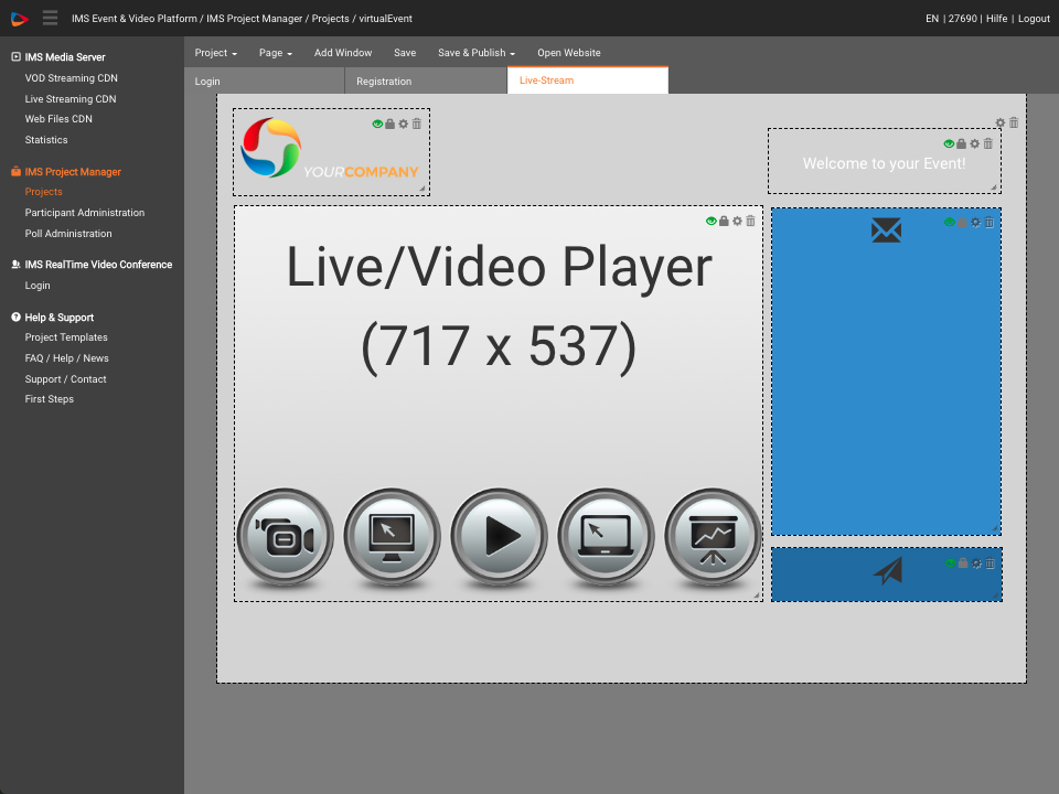screenshot of IMS Event & Video Streaming Platform